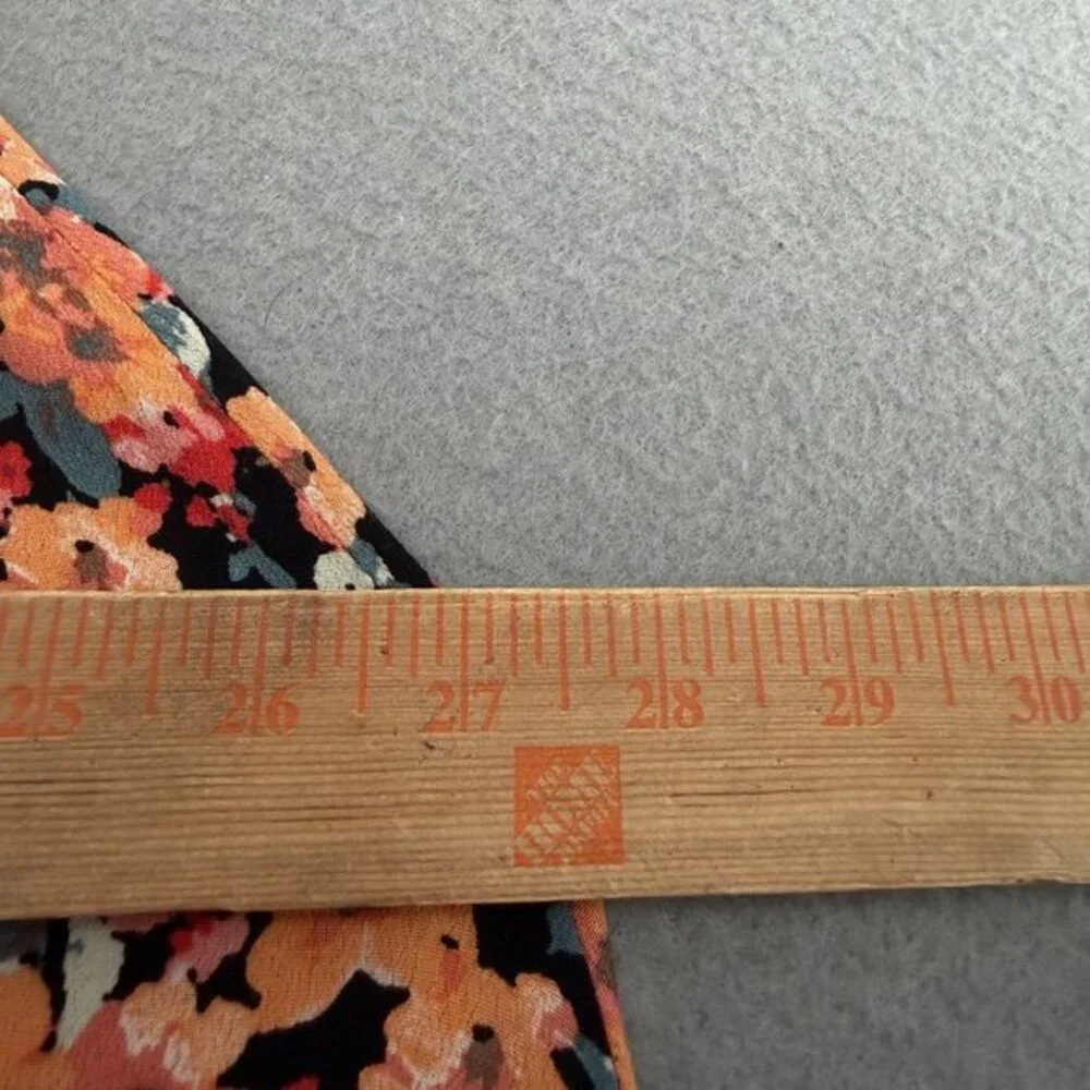 Wild Fable‎ Mini Faux Wrap Dress Womens M Orange Black Ditsy Print Whimsigoth